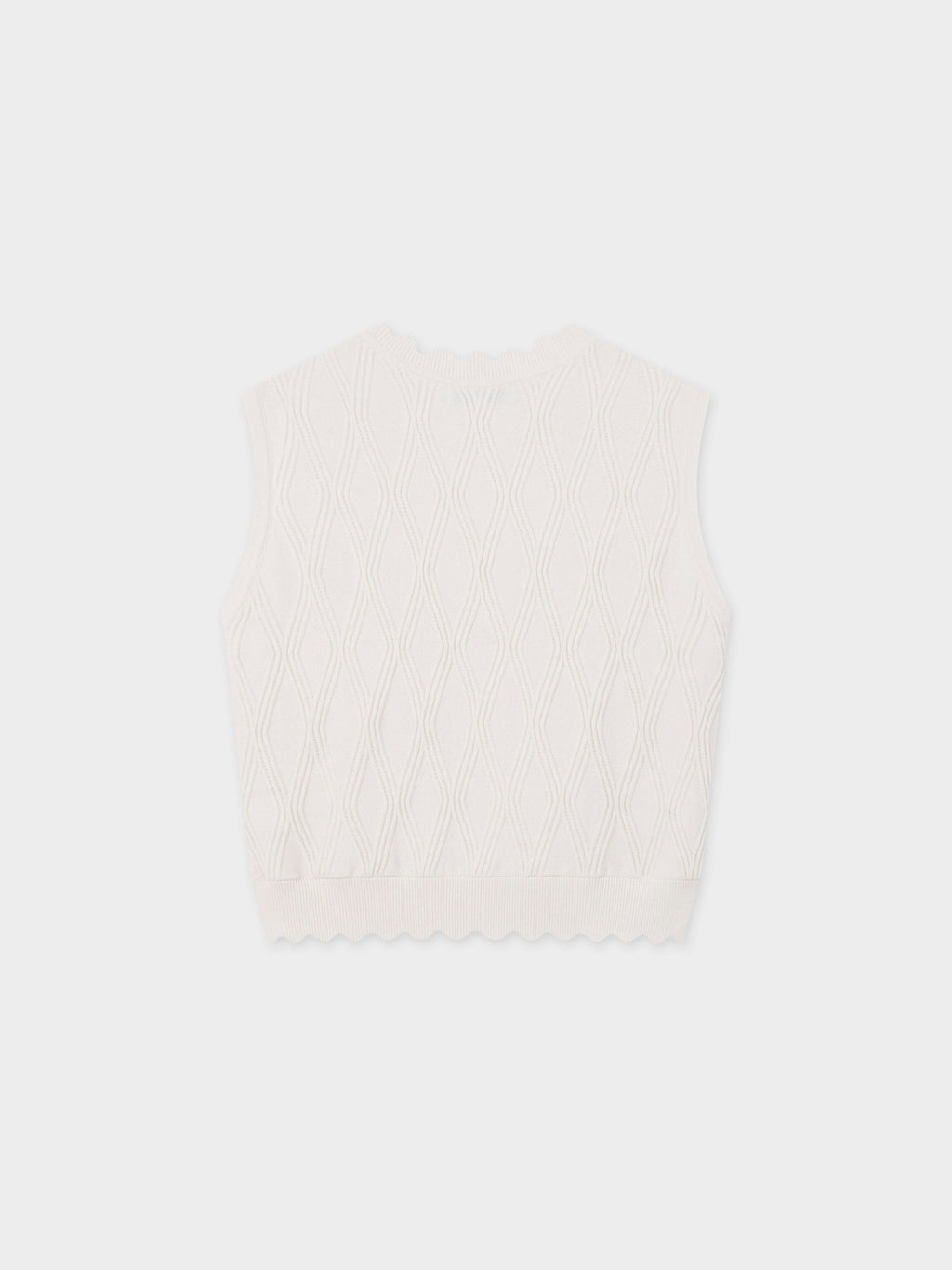 Scalloped Sleeveless Crew Neck Sweater-Ivory