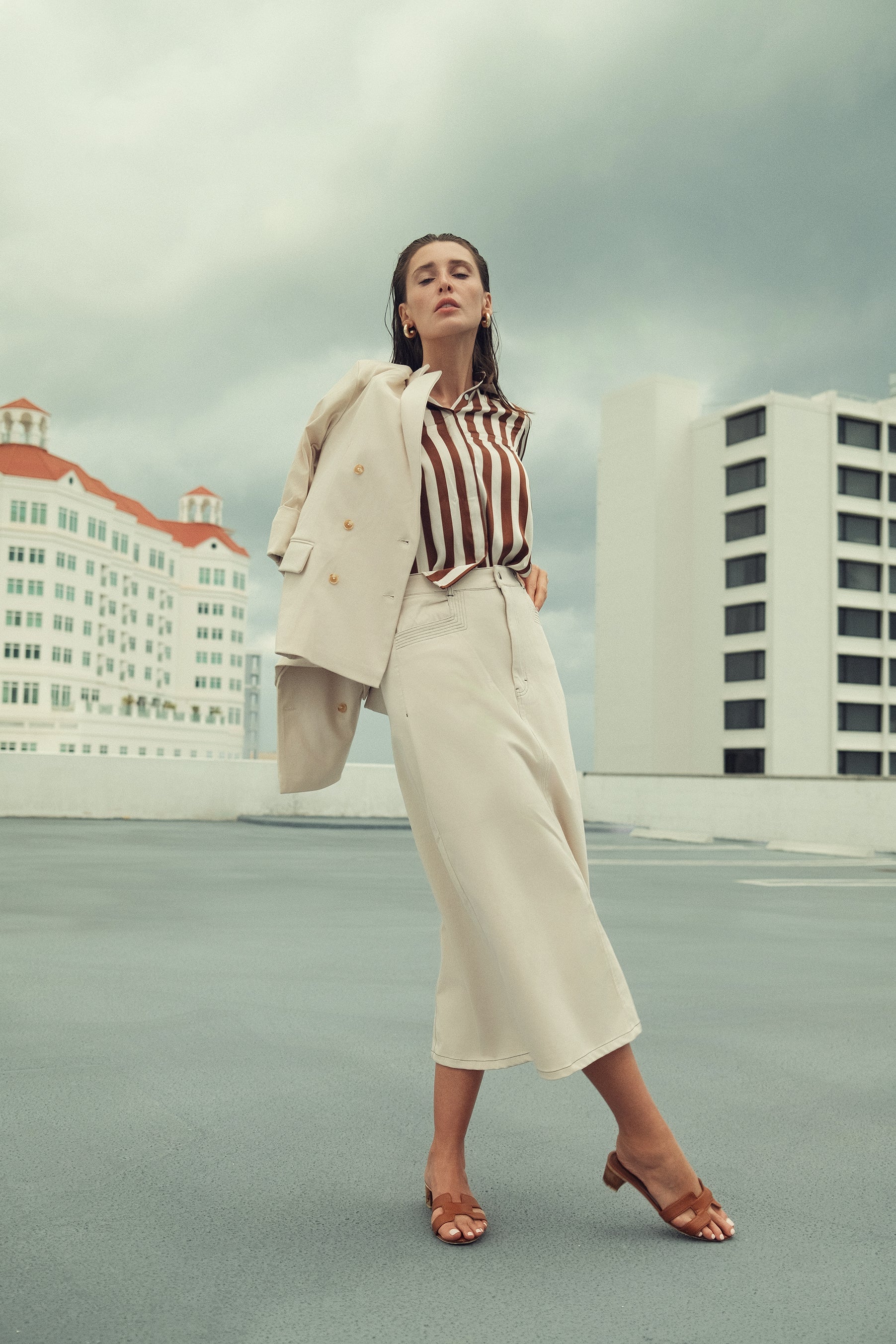 Stretch Colored Denim Skirt